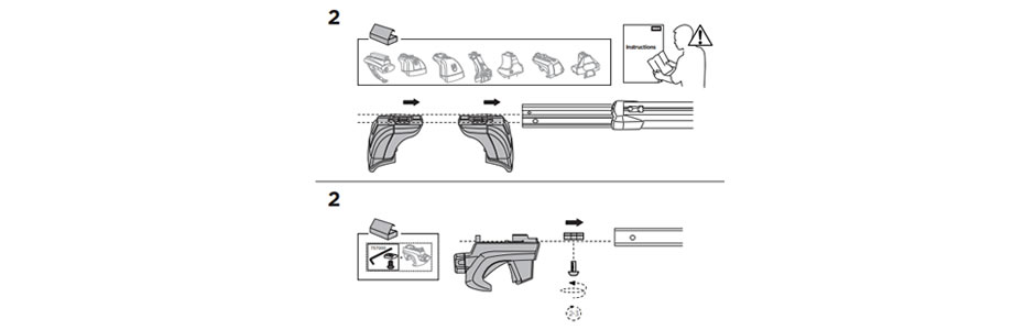 thule slide bar foot pack 7104 fitting instructions